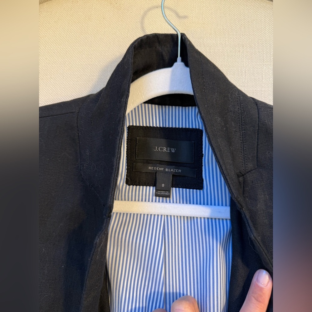 J.Crew Original School Boy Blazer in Black 100% Linen, Silk-Lined - Picture 6 of 10